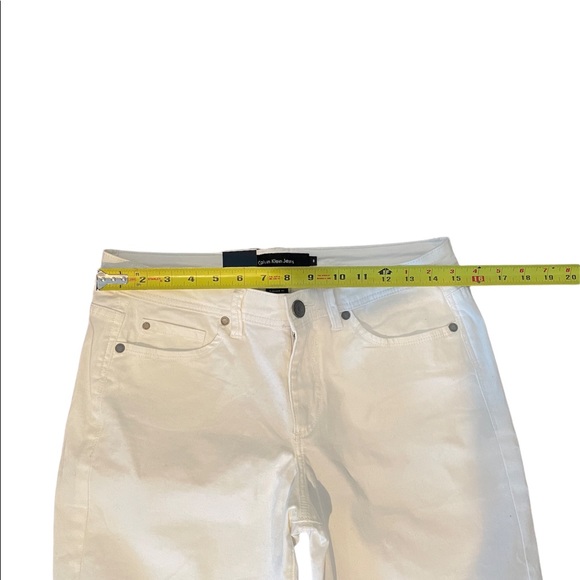 NWT Calvin Klein white crop straight leg cotton blend zipper closure pant size 8 - Picture 6 of 12